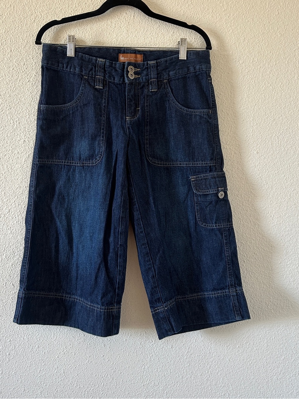 Lee One True Fit Casual Dressy Capris Jeans Wide Leg Women’s 7/8M Blue